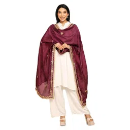 URBAN KANYA Floral Embroidered Gotta Patti Silk Dupatta-picture-13