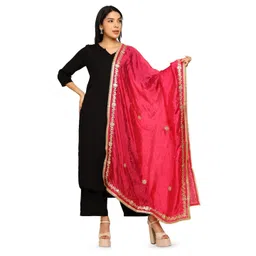 URBAN KANYA Floral Embroidered Gotta Patti Silk Dupatta-picture-41