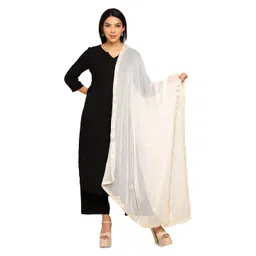 URBAN KANYA Floral Embroidered Gotta Patti Silk Dupatta image 3