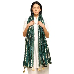URBAN KANYA Geometric Embroidered Gotta Patti Silk Dupatta image 3