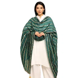 URBAN KANYA Geometric Embroidered Gotta Patti Silk Dupatta image 1