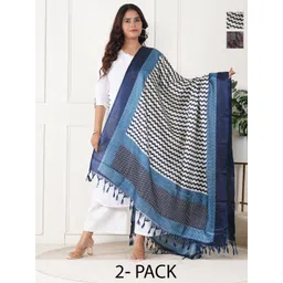URBAN KANYA Selection Of 2 Chevron Printed Pure Silk Dupattas-picture-30