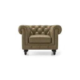 urban ladder create Winchester 1 Seater Luxury Italian Leather Sofa In Antique Moss-picture-10