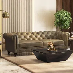 urban ladder create Winchester 3 Seater Luxury Italian Leather Sofa In Antique Moss-picture-27