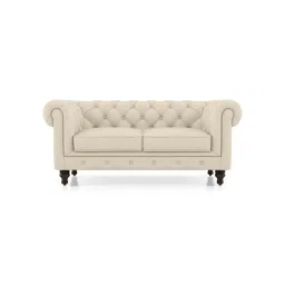 urban ladder create Winchester 2 Seater Premium Italian Leather Sofa In Creme Fraiche image 1