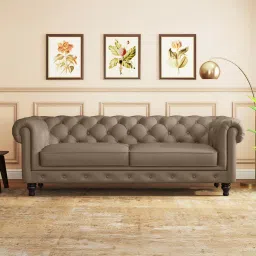 urban ladder create Winchester 3 Seater Premium Italian Leather Sofa In Dark Truffle image 1
