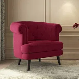urban ladder Bardot Lounge Chair in Fuschia Red Velvet Colour-picture-21