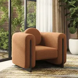 urban ladder Reno Lounge Chair in Rust Himalaya Boucle American Walnut Colour-picture-18