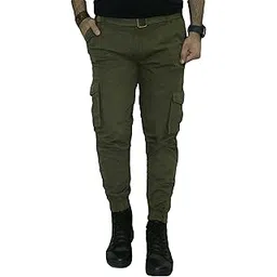 urban legends 6 Pocket Relaxed and Regular Fit Mid Rise Cotton Cargo Jogger Pants for Men. Design for Casual and Sporty Look (32) Green-picture-35