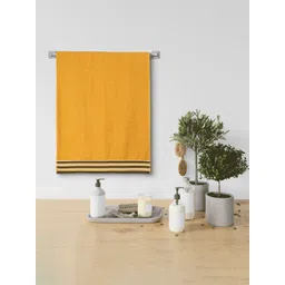 Urban Magic 405 GSM Yellow & Brown Striped Pure Cotton Bath Towel-picture-21