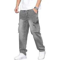 urban pockets Jeans for Men || Men's Jeans Denim (Blue-Cargo-Jeans-U23-24)-picture-22