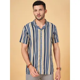 Urban Ranger by Pantaloons Beige Cotton Slim Fit Striped Shirt-picture-39