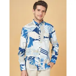 Urban Ranger by Pantaloons Blue Cotton Slim Fit Printed Shirt-picture-17