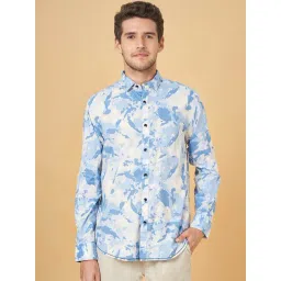 Urban Ranger by Pantaloons Blue Cotton Slim Fit Printed Shirt-picture-29