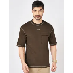 Urban Ranger By Pantaloons Brown Cotton Loose Fit T-Shirt-picture-24