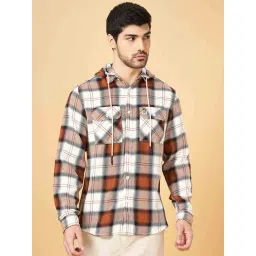 Urban Ranger By Pantaloons Brown Cotton Slim Fit Checks Shirt-picture-12
