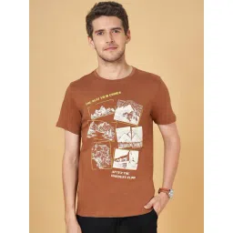 Urban Ranger by Pantaloons Brown Cotton Slim Fit Printed T-Shirt-picture-20