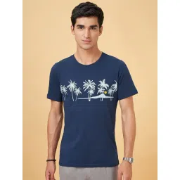 Urban Ranger By Pantaloons Dark Blue Cotton Slim Fit Printed T-Shirt-picture-19