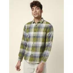 Urban Ranger by Pantaloons Green Cotton Slim Fit Checks Shirt-picture-21