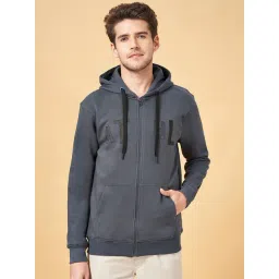 Urban Ranger By Pantaloons Grey Cotton Regular Fit Hooded Sweatshirt-picture-24