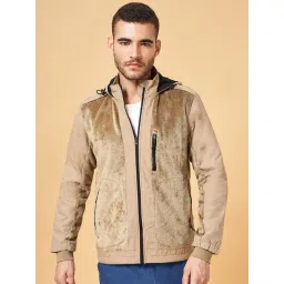 Urban Ranger by Pantaloons Khaki Regular Fit Self Pattern Hooded Jacket-picture-34