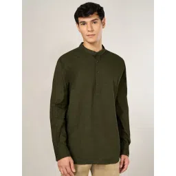 Urban Ranger By Pantaloons Olive Green Cotton Slim Fit Shirt-picture-33