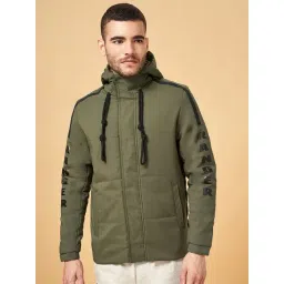 Urban Ranger by Pantaloons Olive Green Regular Fit Hooded Jacket-picture-10