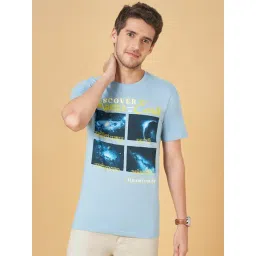 Urban Ranger by Pantaloons Powder Blue Cotton Slim Fit Printed T-Shirt-picture-11