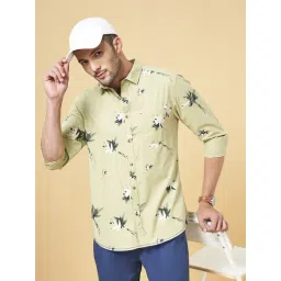 Urban Ranger by Pantaloons Sage Green Cotton Slim Fit Printed Shirt-picture-16