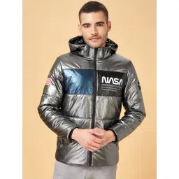Urban Ranger by Pantaloons Silver Regular Fit Quilted Hooded Jacket-picture-44