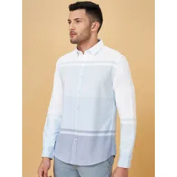 Urban Ranger by Pantaloons White Cotton Slim Fit Colour Block Shirt-picture-29