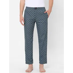 URBAN SCOTTISH Men Blue Printed Pure Cotton Lounge Pants-picture-39