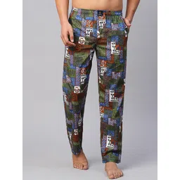 URBAN SCOTTISH Men Geometric Printed Cotton Lounge Pants-picture-42