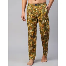 URBAN SCOTTISH Men Geometric Printed Cotton Lounge Pants-picture-34