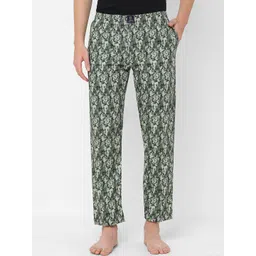 URBAN SCOTTISH Men Green & Black Printed Pure Cotton Lounge Pants-picture-36