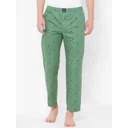 URBAN SCOTTISH Men Green & Black Printed Pure Cotton Lounge Pants-picture-37