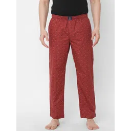 URBAN SCOTTISH Men Maroon Printed Pure Cotton Lounge Pants-picture-28