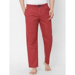 URBAN SCOTTISH Men Maroon Printed Pure Cotton Lounge Pants-picture-26