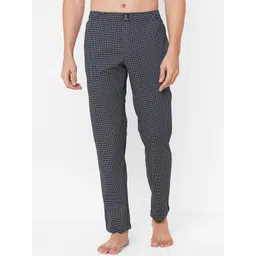 URBAN SCOTTISH Men Navy Blue & White Printed Pure Cotton Lounge Pants-picture-31