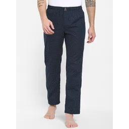 URBAN SCOTTISH Men Navy Blue Printed Pure Cotton Lounge Pants-picture-34