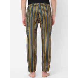 URBAN SCOTTISH Men Yellow & Black Striped Pure Cotton Lounge Pants image 5
