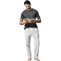 urban scottish Men's Pyjama - Regular Fit, 100% Cotton, Printed, Mid-Rise, Grey-picture-40