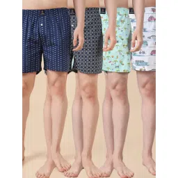 Urban Scottish Multicolor Cotton Regular Fit Printed Boxers, Pack of 4-picture-23