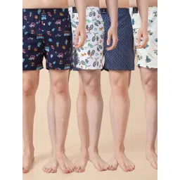 Urban Scottish Multicolor Cotton Regular Fit Printed Boxers, Pack of 4-picture-38