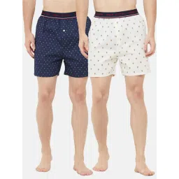 Urban Scottish White & Navy Regular Fit Printed Boxers - Pack Of 2-picture-36