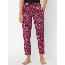 URBAN SCOTTISH Women Pink Floral Printed Pure Cotton Lounge Pants-picture-41