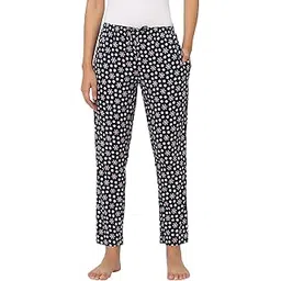 urban scottish Women's Floral Printed Navy Blue Cotton Regular Fit Calf Length Lounge Pants/Pyjama Pants-picture-32