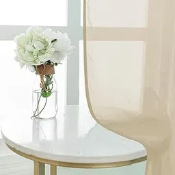 Urban Space Linen Textured Sheer Curtain for Door, 35-40% Room Darkening Curtain with Tieback and Eyelet Hanging Style, Set of 2 Decorative Curtains, Taupe (Door - 8 ft x 4 ft)-picture-22