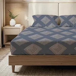 Urban Space Printed Bedsheet for Double Bed with 2 Pillow Covers, Glaced Cotton Microfiber Queen Size Bedsheet, Soft-Breathable Wrinkel Free Bedsheet (90 x 100 Inches - Midnight Mist)-image-2