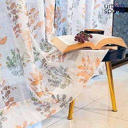 Urban Space Sheer Curtains for Door, 35-40% Light Filtering Linen Textured Curtains with Eyelets and TieBack for Bedroom, Set of 2 Decorative Curtains(Door - 7 ft, Classic Floral)-picture-15